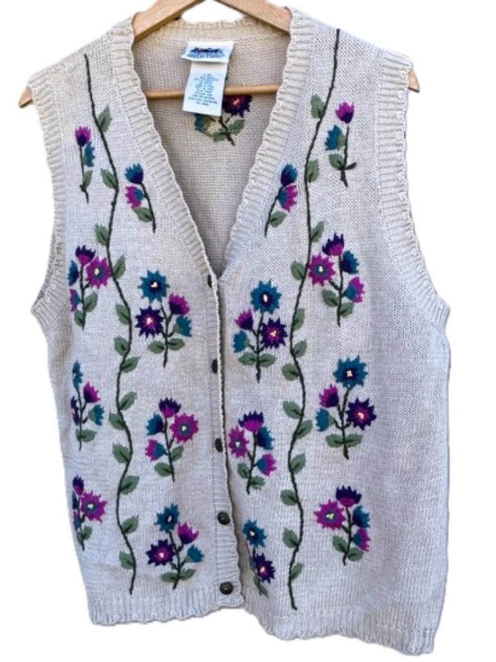 Embroidered Floral NORTHERN REFLECTIONS Vintage Sweater Vest Womens Large